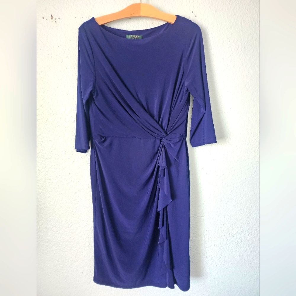 Lauren Ralph Lauren Navy Blue Midi Dress